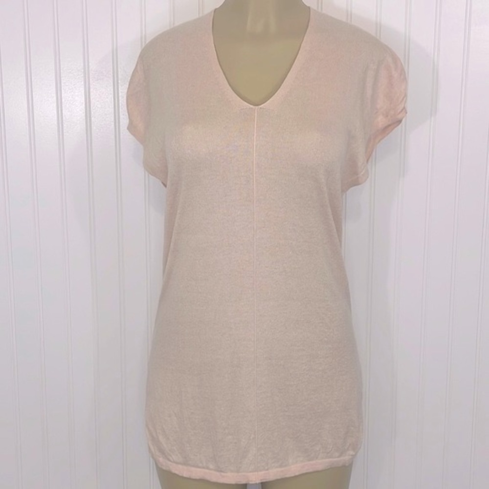 Nordstrom Signature Pale Pink Silk Cashmere Knit Short Sleeve Tunic Top Small